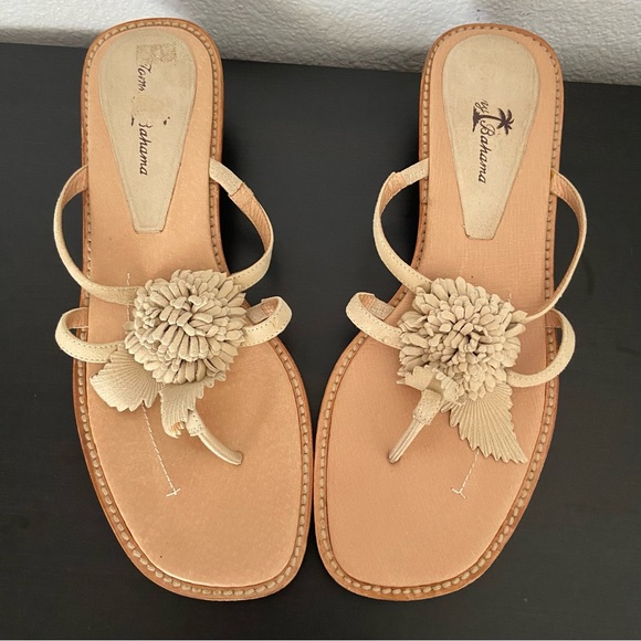 Tommy Bahama Suede Leather Flip Flop Sandals Made in Spain - Picture 3 of 12